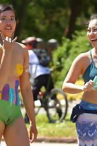 Body-painted Chinese girl bare at Bay to Breakers